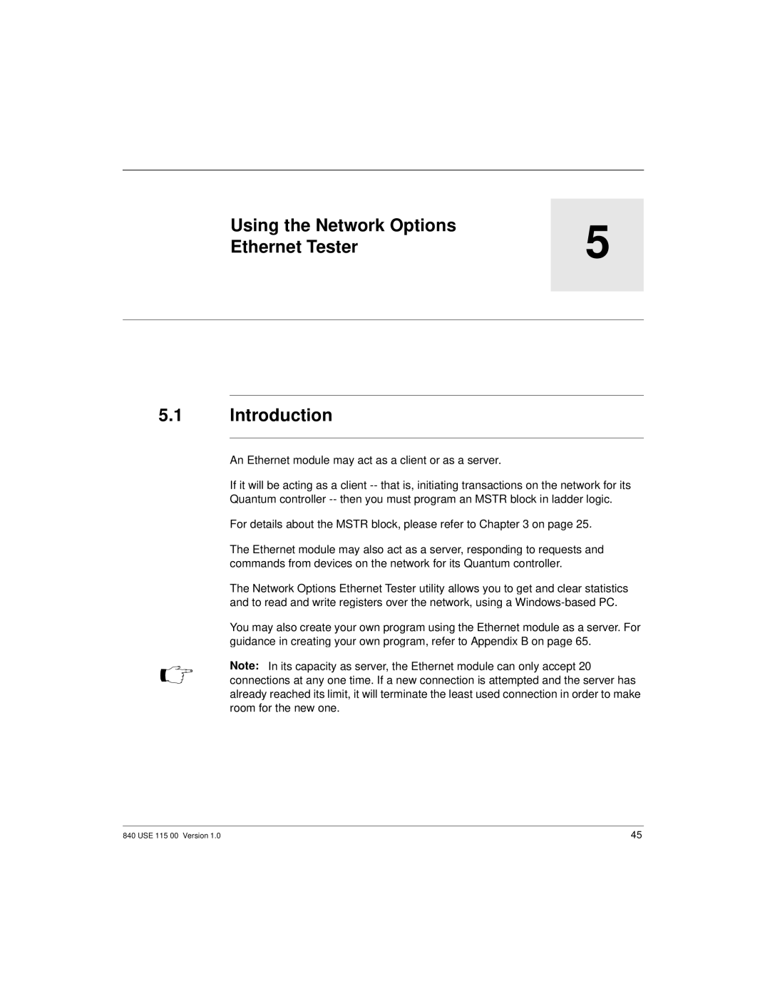 Schneider Optics Modicon Quantum Ethernet manual Using the Network Options Ethernet Tester Introduction 