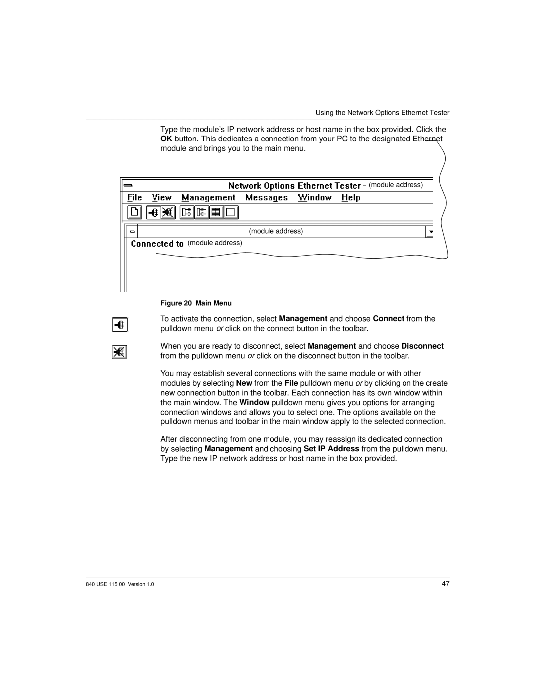 Schneider Optics Modicon Quantum Ethernet manual Main Menu 