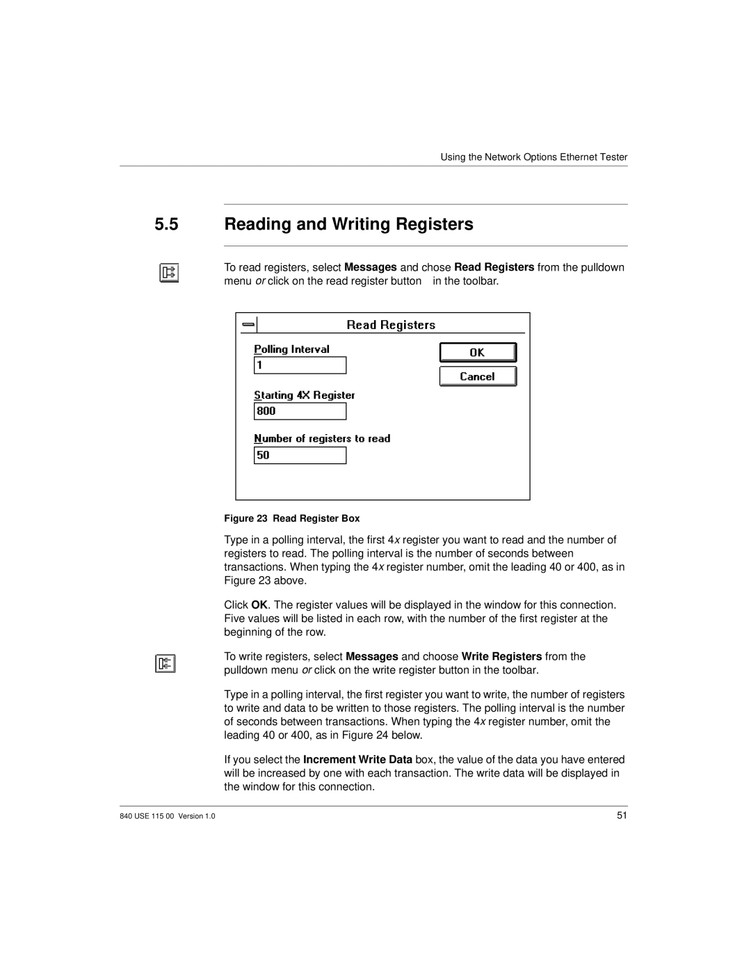 Schneider Optics Modicon Quantum Ethernet manual Reading and Writing Registers, Read Register Box 