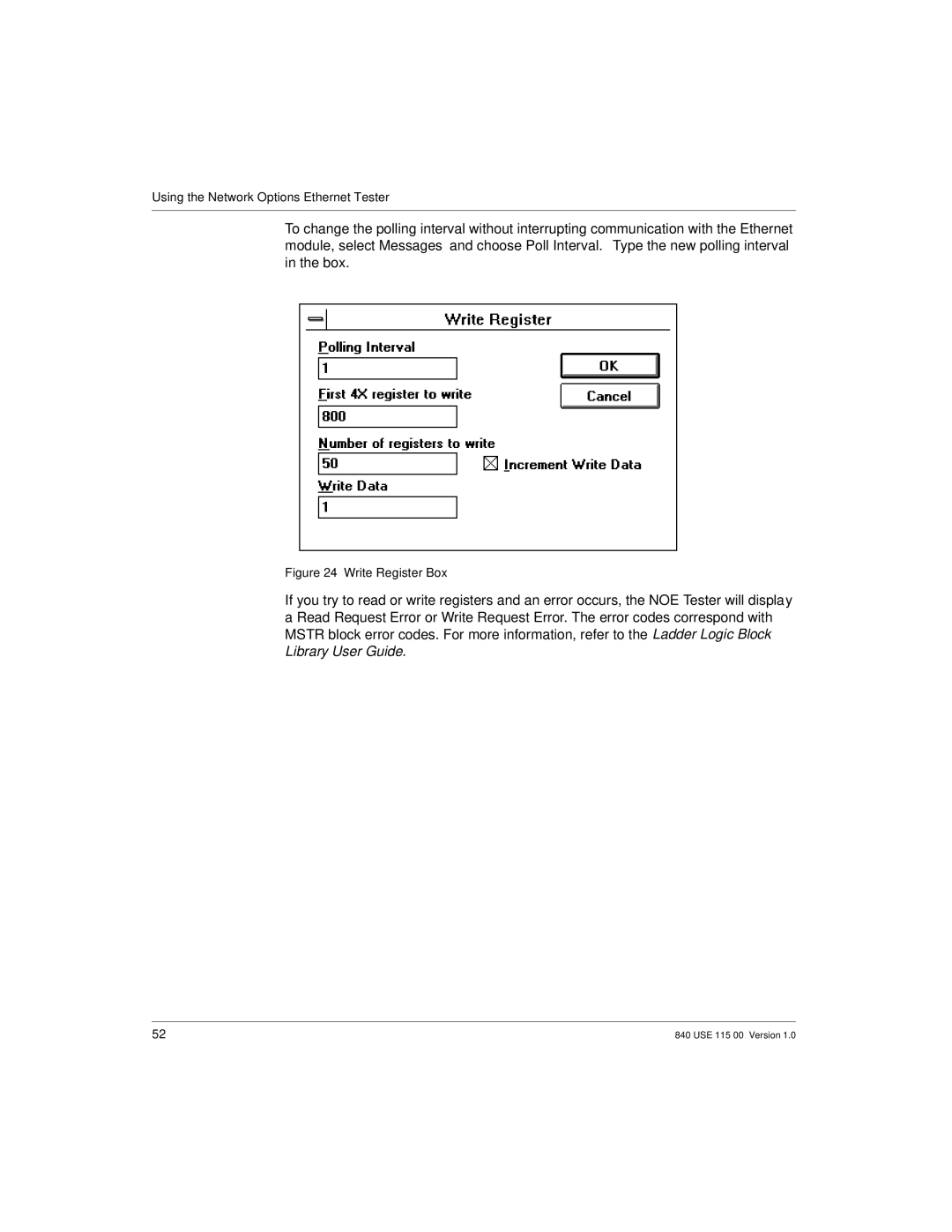 Schneider Optics Modicon Quantum Ethernet manual Write Register Box 