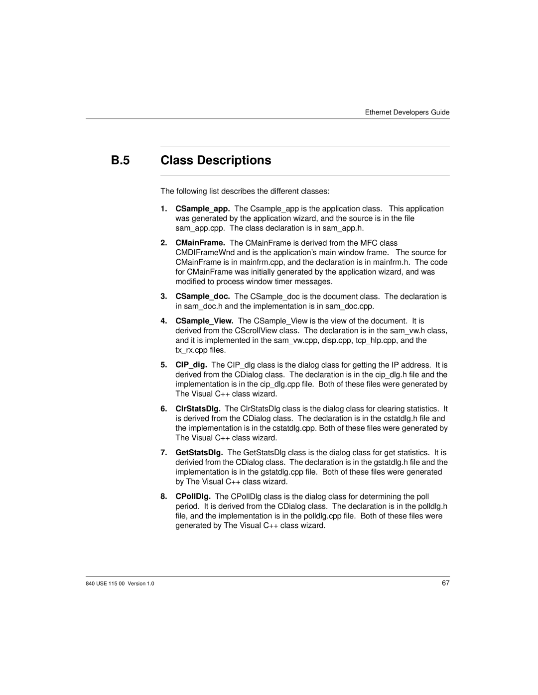 Schneider Optics Modicon Quantum Ethernet manual Class Descriptions 