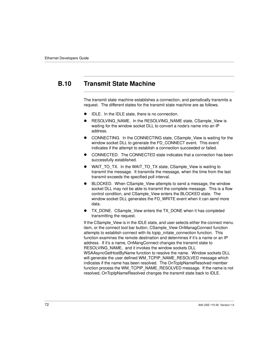 Schneider Optics Modicon Quantum Ethernet manual Transmit State Machine 