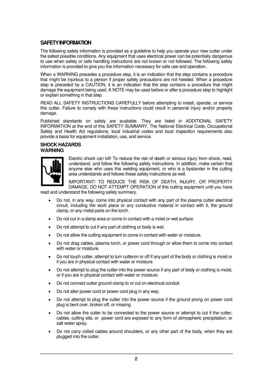 Schumacher 120V manual Safetyinformation, Shock Hazards 