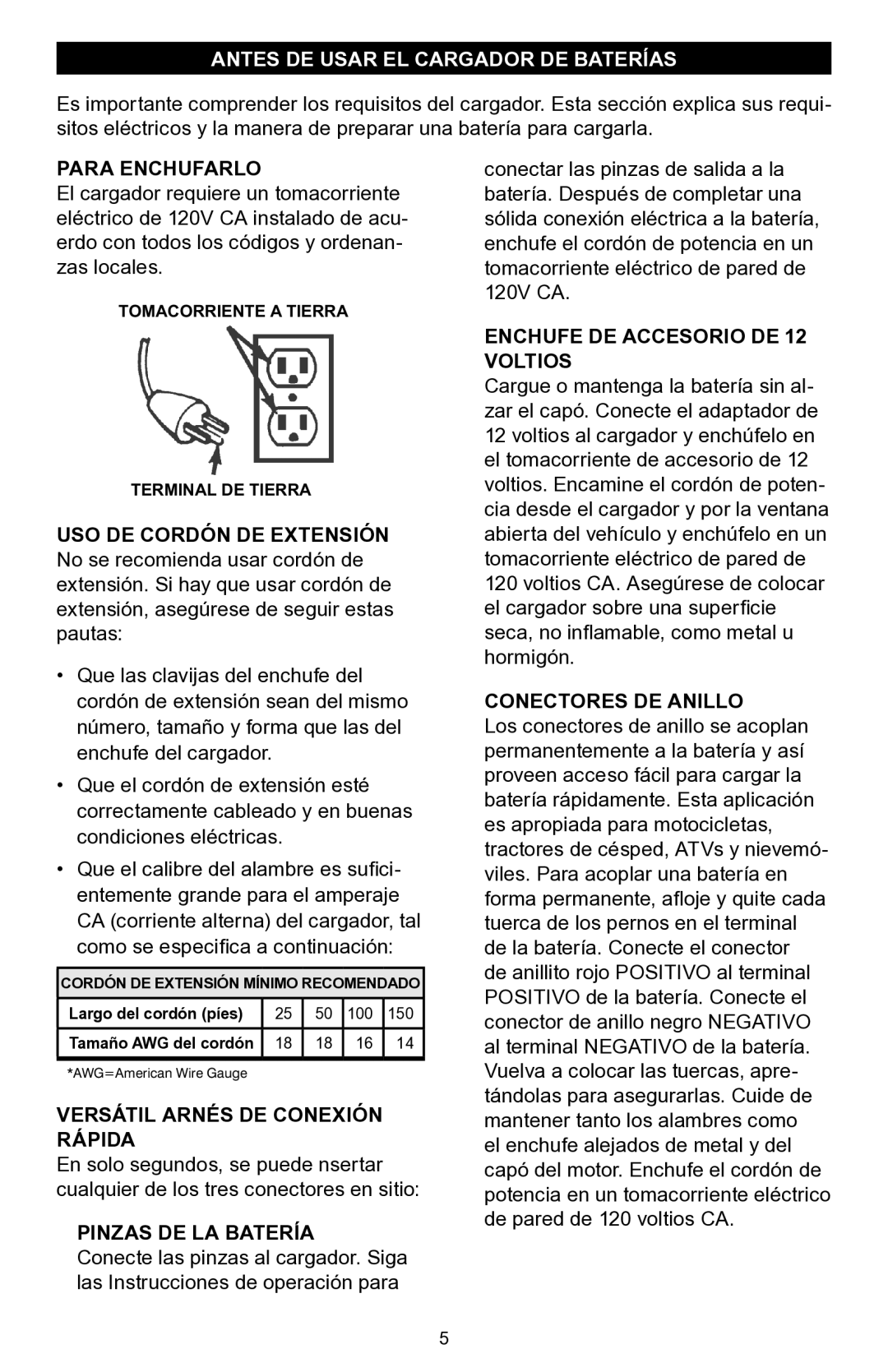 Schumacher 200A owner manual Antes DE Usar EL Cargador DE Baterías, Para Enchufarlo 