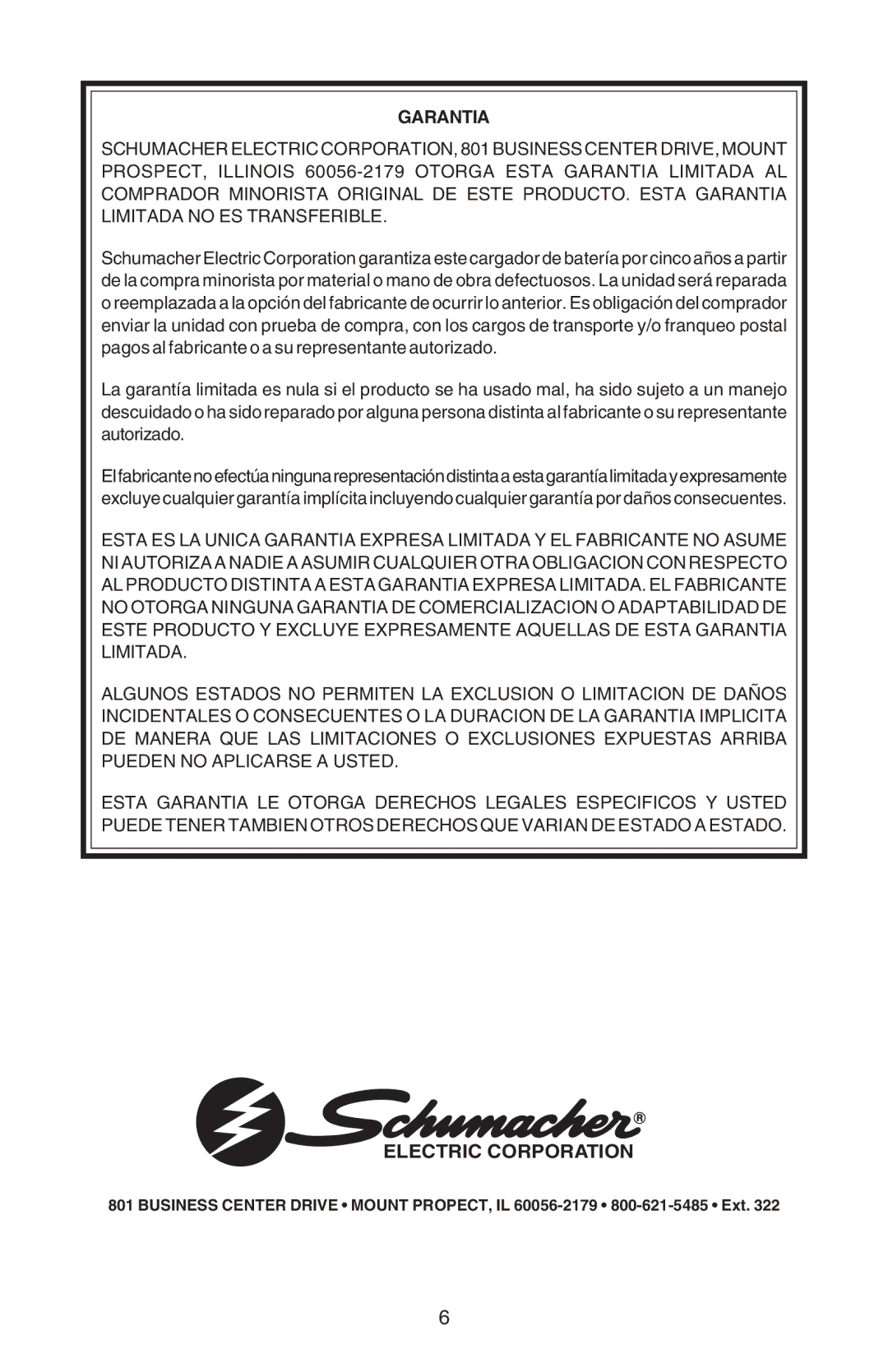 Schumacher 82-6-PE, 1010-2-PE important safety instructions Garantia, Electric Corporation 