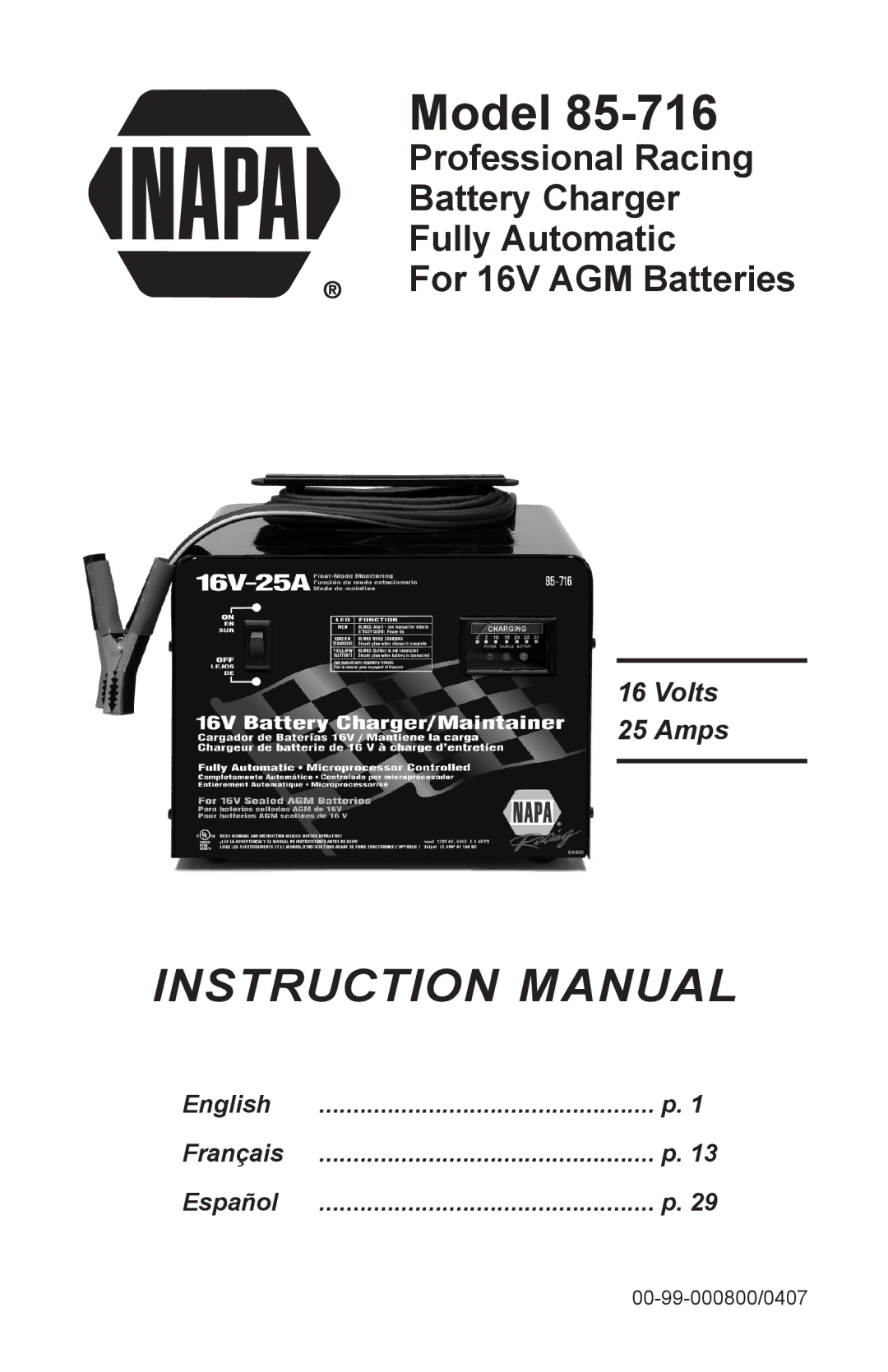 Schumacher 85-716 instruction manual Model 