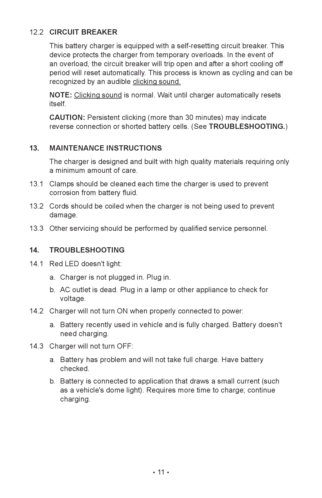 Schumacher 85-716 instruction manual Circuit Breaker, Maintenance Instructions, Troubleshooting 