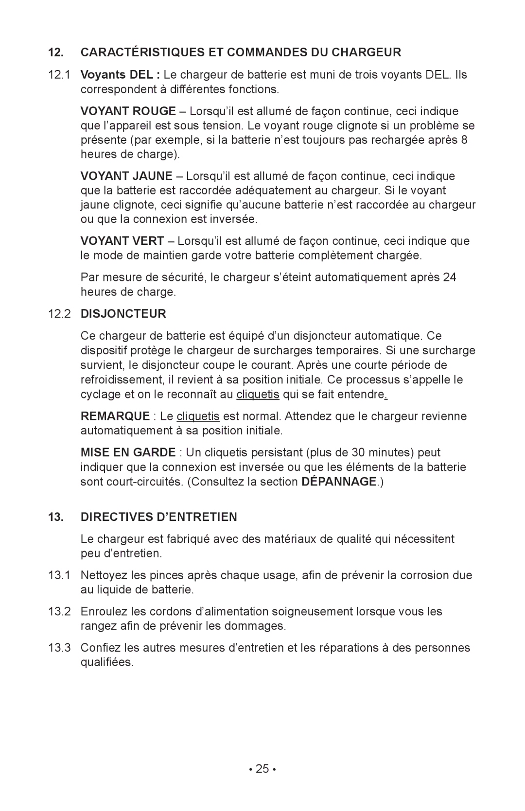 Schumacher 85-716 instruction manual Caractéristiques ET Commandes DU Chargeur, Disjoncteur, Directives D’ENTRETIEN 