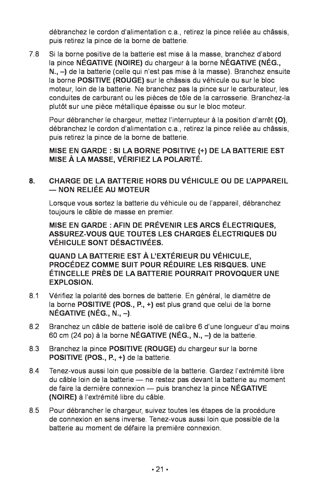 Schumacher 85-716 instruction manual Charge De La Batterie Hors Du Véhicule Ou De L’Appareil 