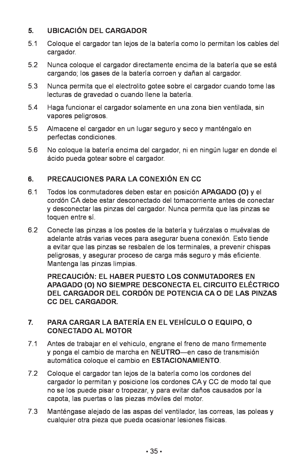 Schumacher 85-716 instruction manual Ubicación Del Cargador, Precauciones Para La Conexión En Cc 