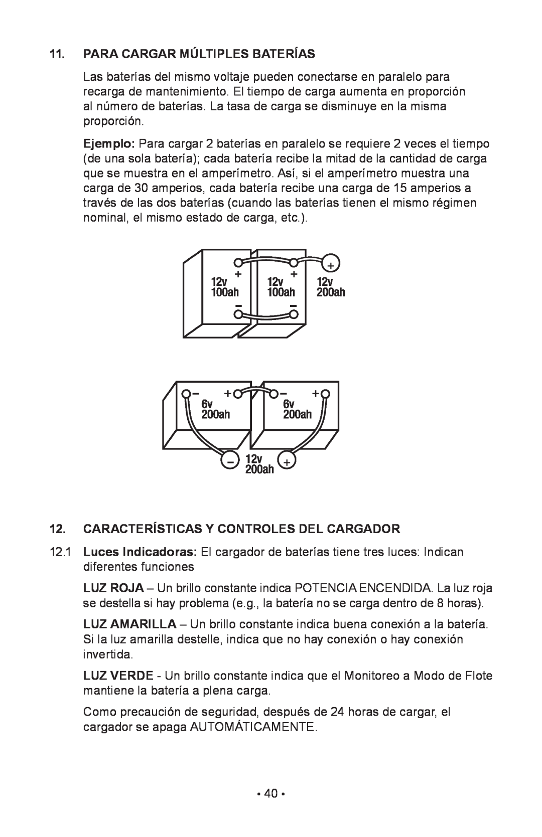 Schumacher 85-716 instruction manual Para Cargar Múltiples Baterías, Características Y Controles Del Cargador 