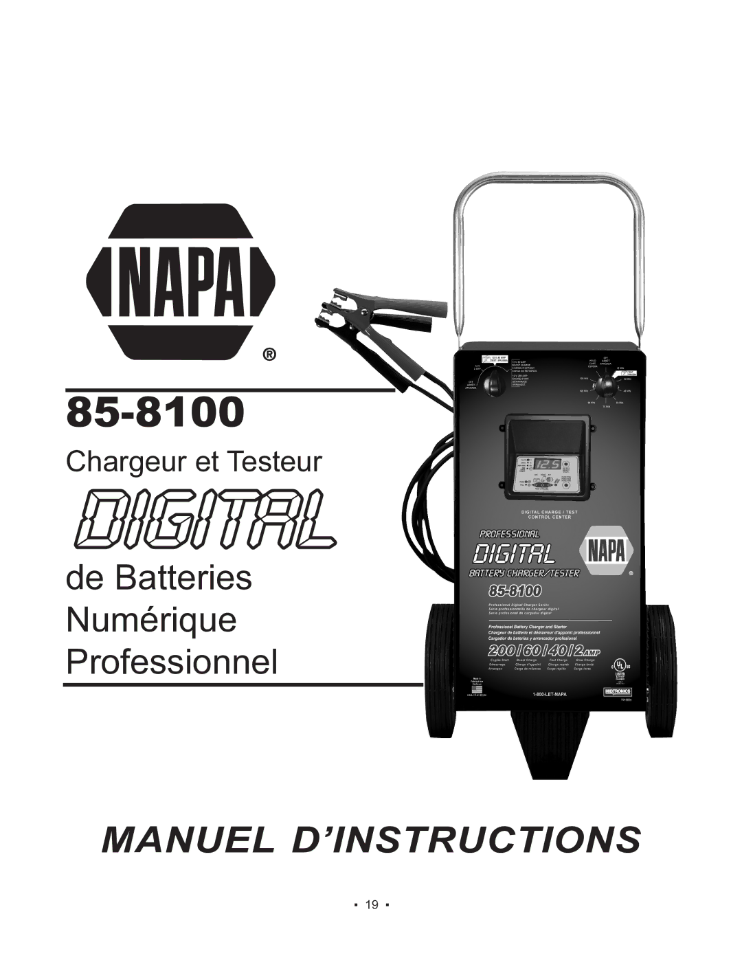 Schumacher 85-8100 instruction manual Manuel D’INSTRUCTIONS 