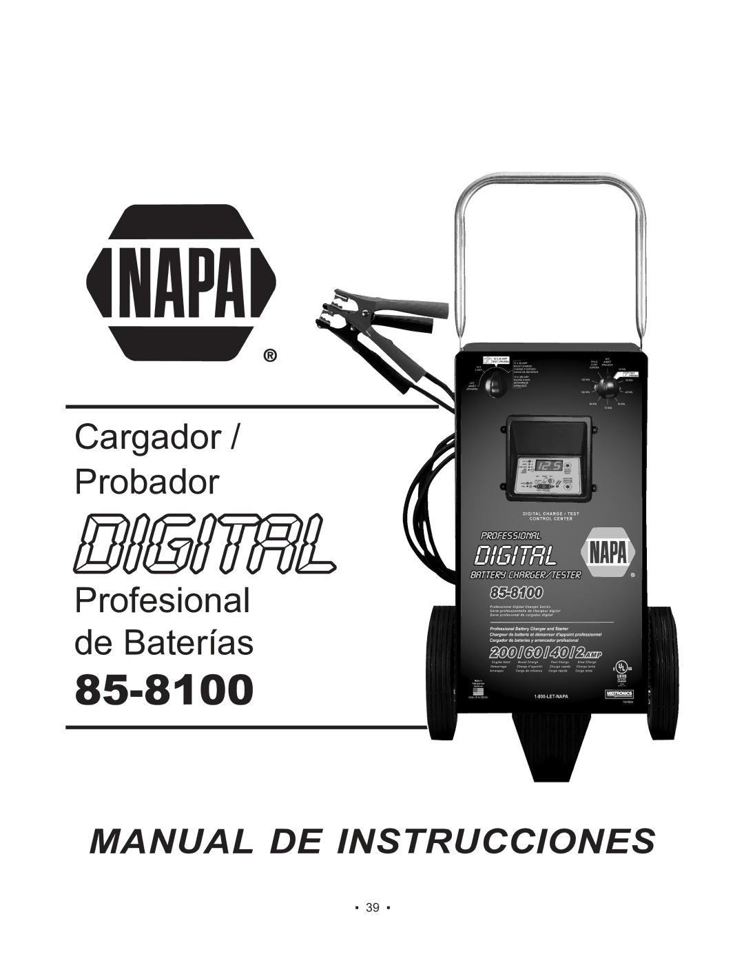 Schumacher 85-8100 instruction manual Cargador Probador Profesional de Baterías 