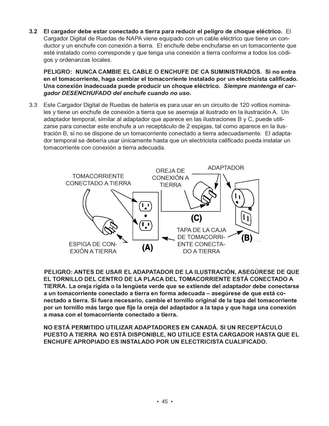 Schumacher 85-8100 instruction manual Adaptador 