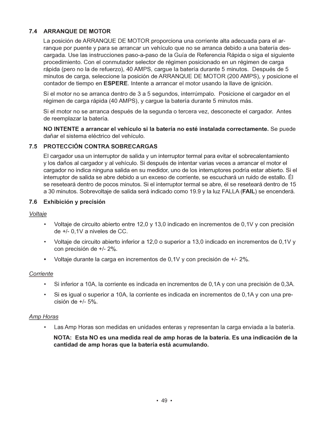 Schumacher 85-8100 instruction manual Arranque DE Motor, Protección Contra Sobrecargas 