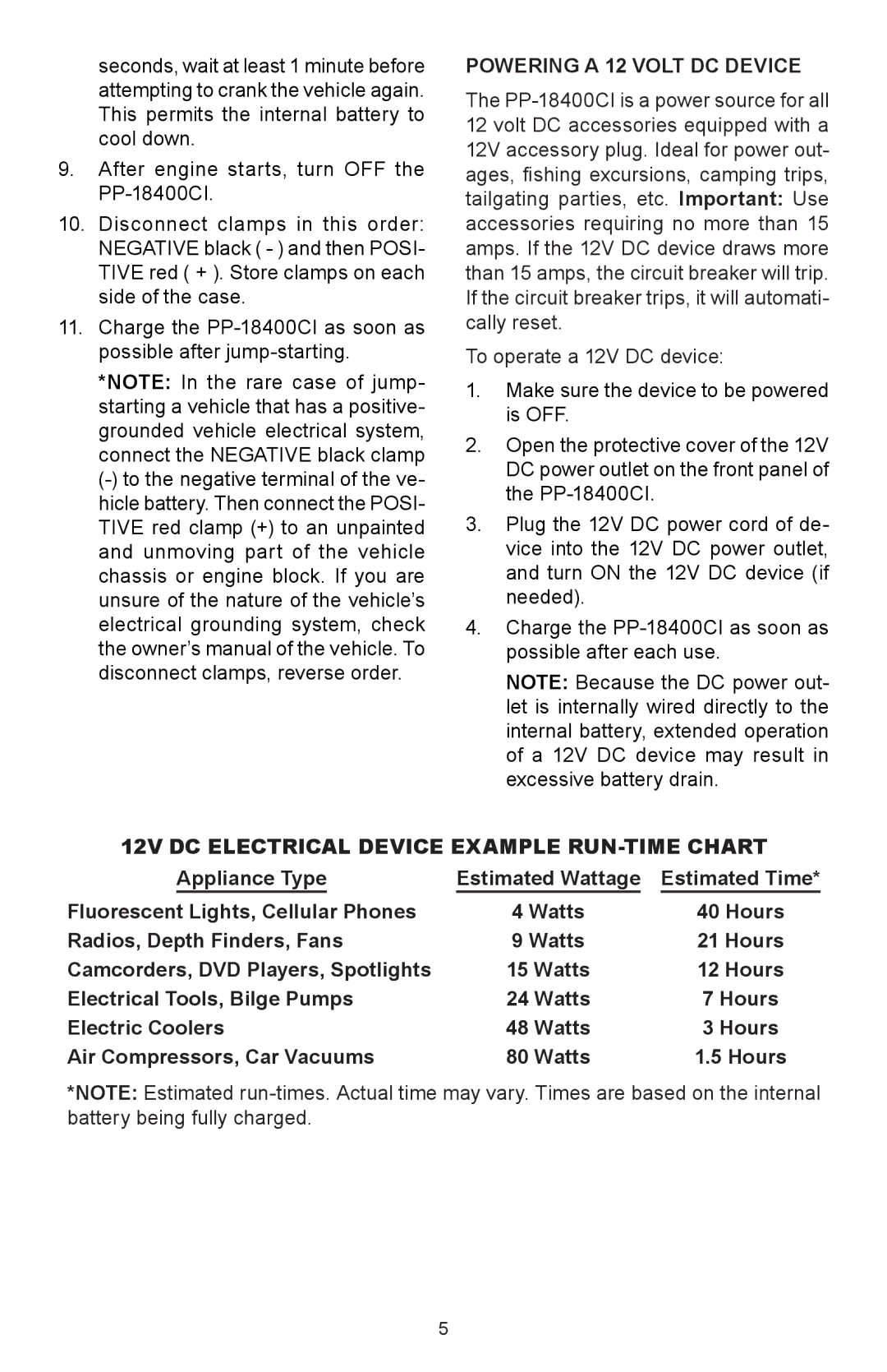 Schumacher 00-99-000659/0606, 94026879 owner manual Powering a 12 Volt DC Device, Hours, Radios, Depth Finders, Fans 