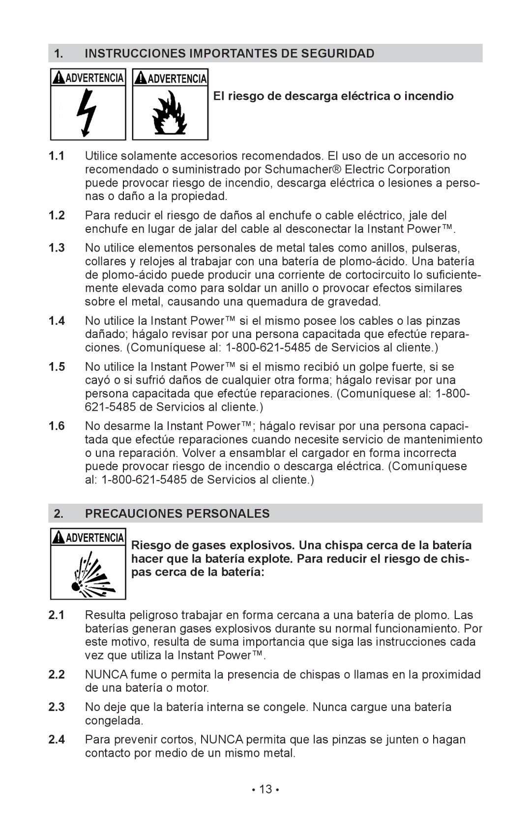 Schumacher 00-99-000990-0809, 94026936 Instrucciones Importantes DE Seguridad, El riesgo de descarga eléctrica o incendio 