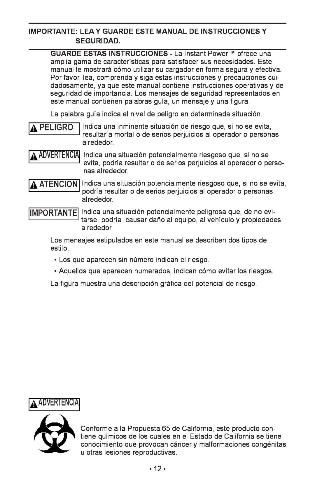 Schumacher IP-1800I, 94026936 Advertencia, Peligro, Importante Lea Y Guarde Este Manual De Instrucciones Y Seguridad 