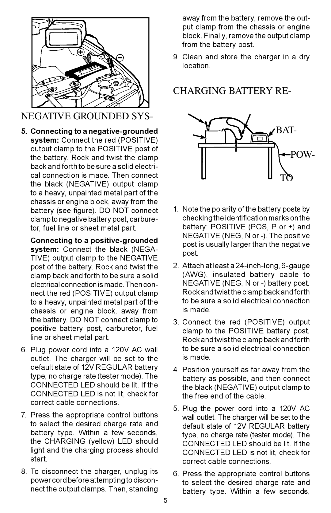 Schumacher 94080027, 00-99-000742 owner manual Negative Grounded SYS 