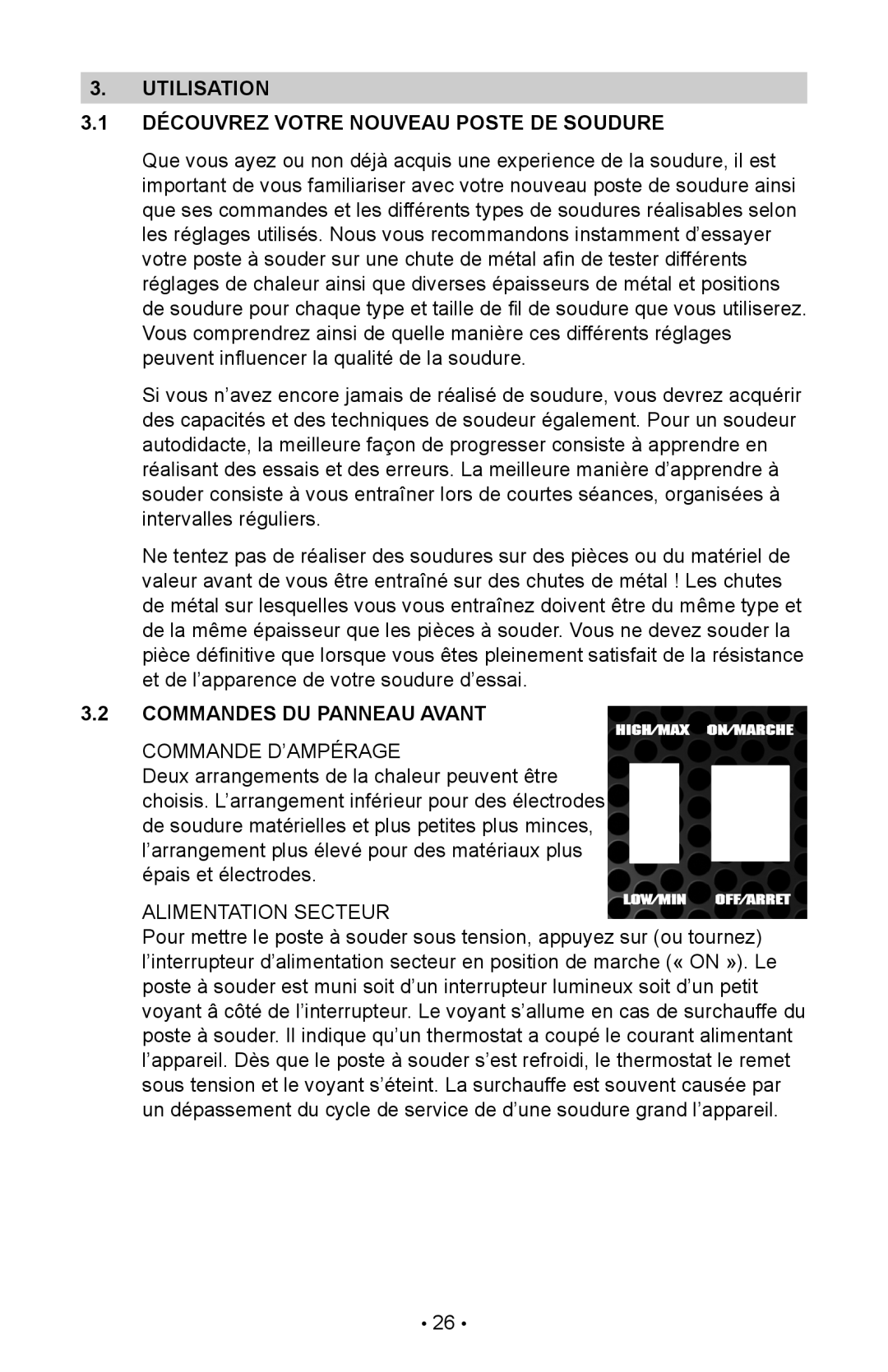 Schumacher 94070A, 98026071, 00-99-000985 Utilisation Découvrez Votre Nouveau Poste DE Soudure, Commandes DU Panneau Avant 