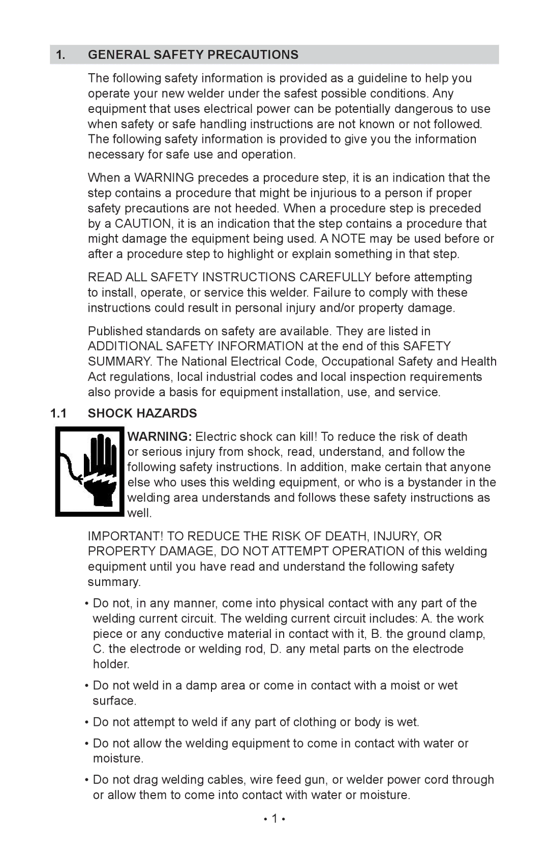 Schumacher 98026071, 94070A, 00-99-000985/1009 manual General Safety PrecauTIONs, Shock Hazards 