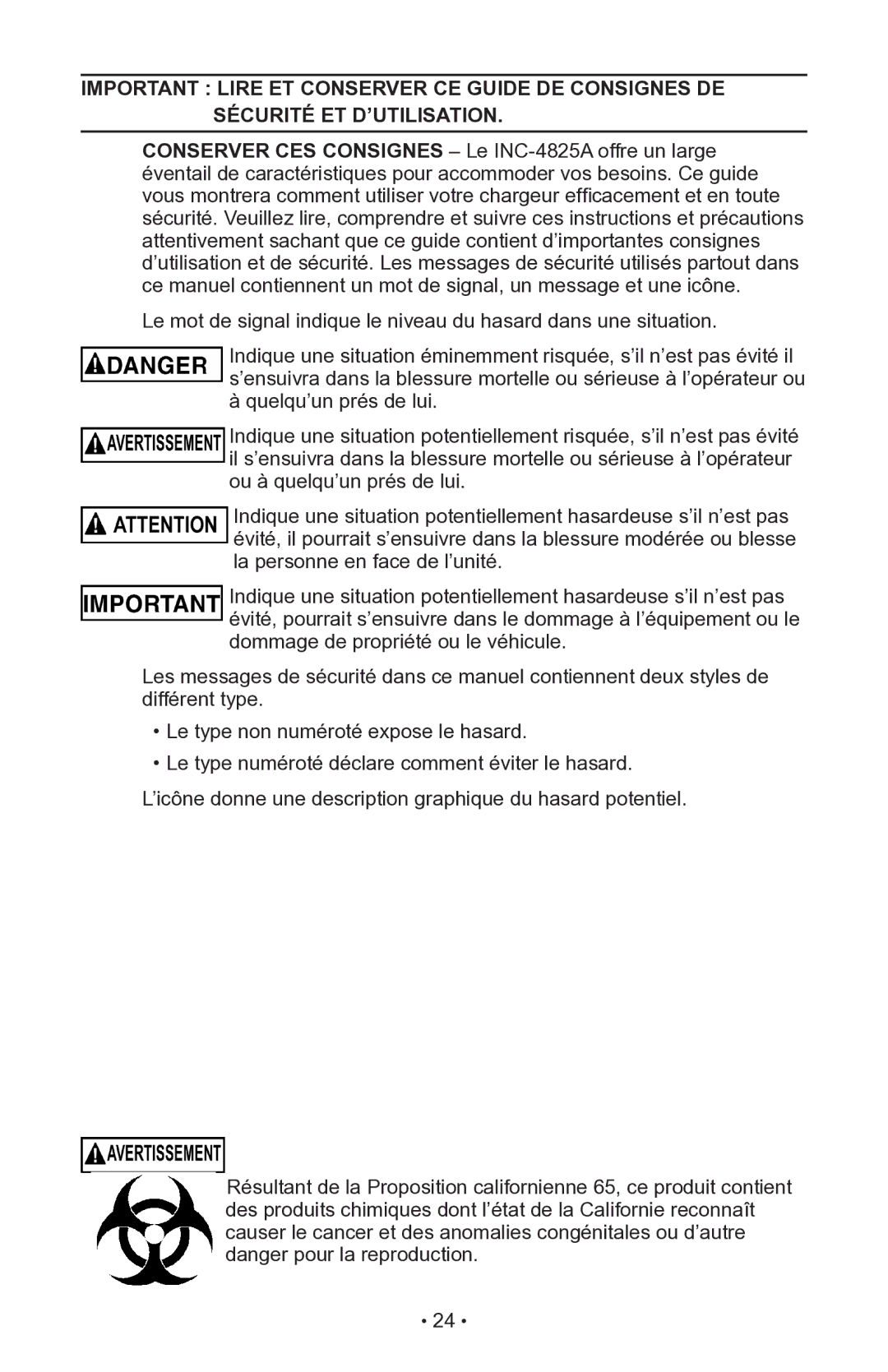 Schumacher INC-14825A owner manual 