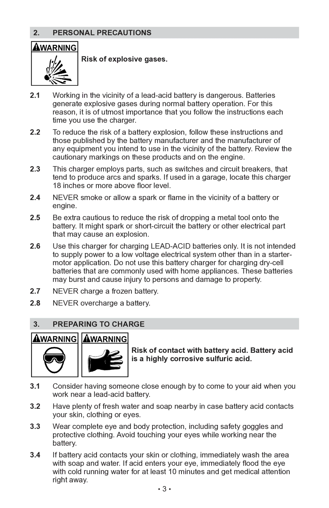 Schumacher INC-14825A owner manual Personal Precautions Risk of explosive gases, Preparing to Charge 