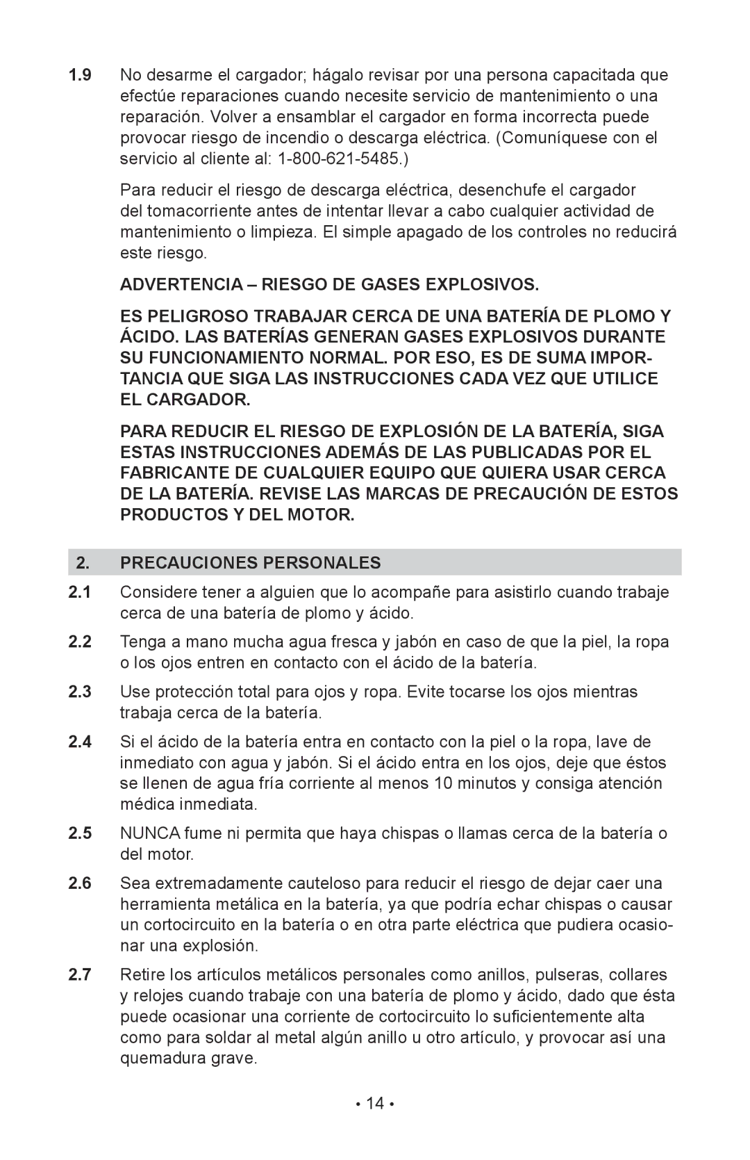 Schumacher INC-2405A owner manual Precauciones Personales 