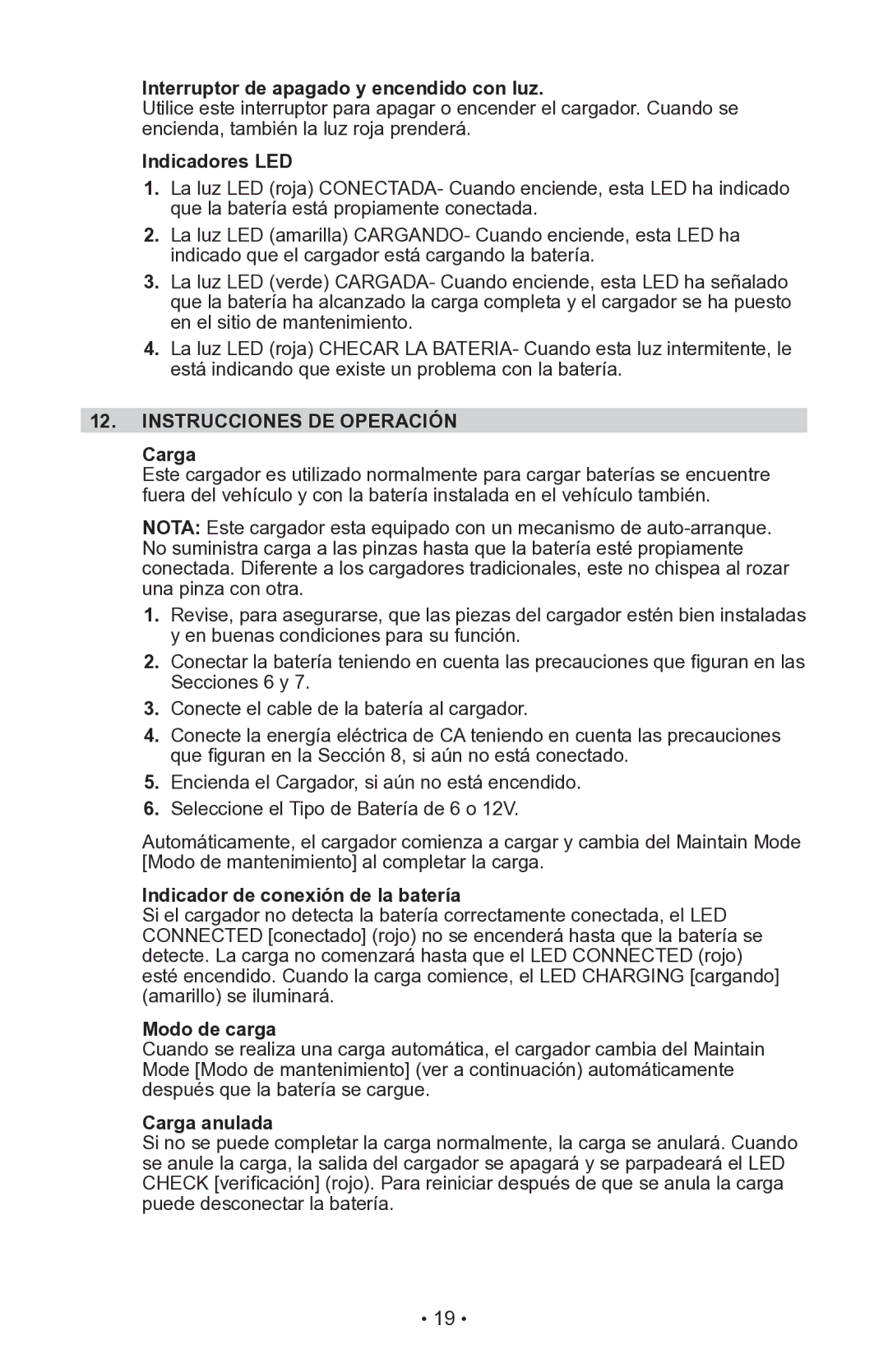 Schumacher 00-99-000940-0110, INC-406AC, 94080043 owner manual Instrucciones DE Operación 