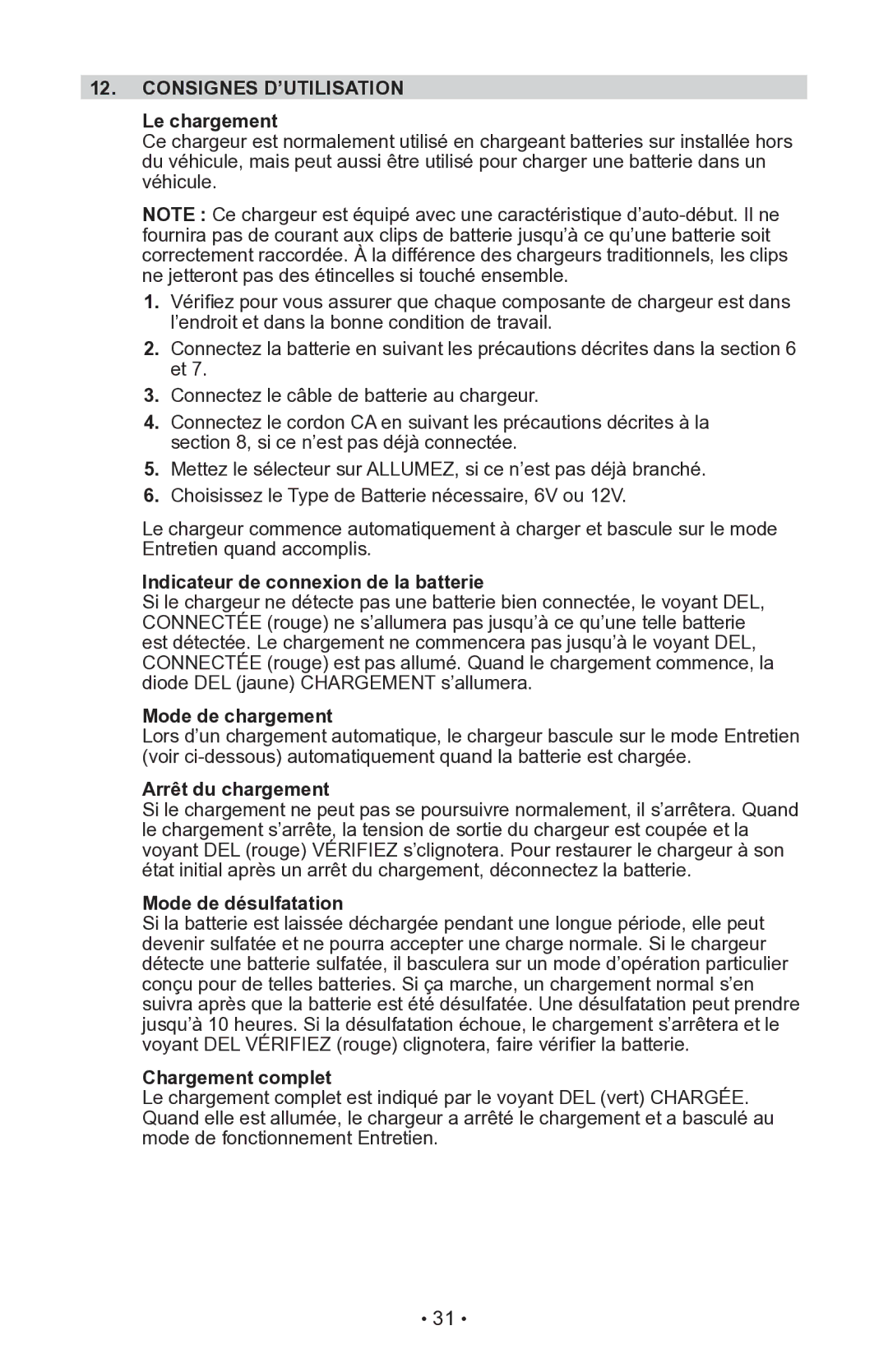 Schumacher 00-99-000940-0110, INC-406AC, 94080043 owner manual Consignes D’UTILISATION 