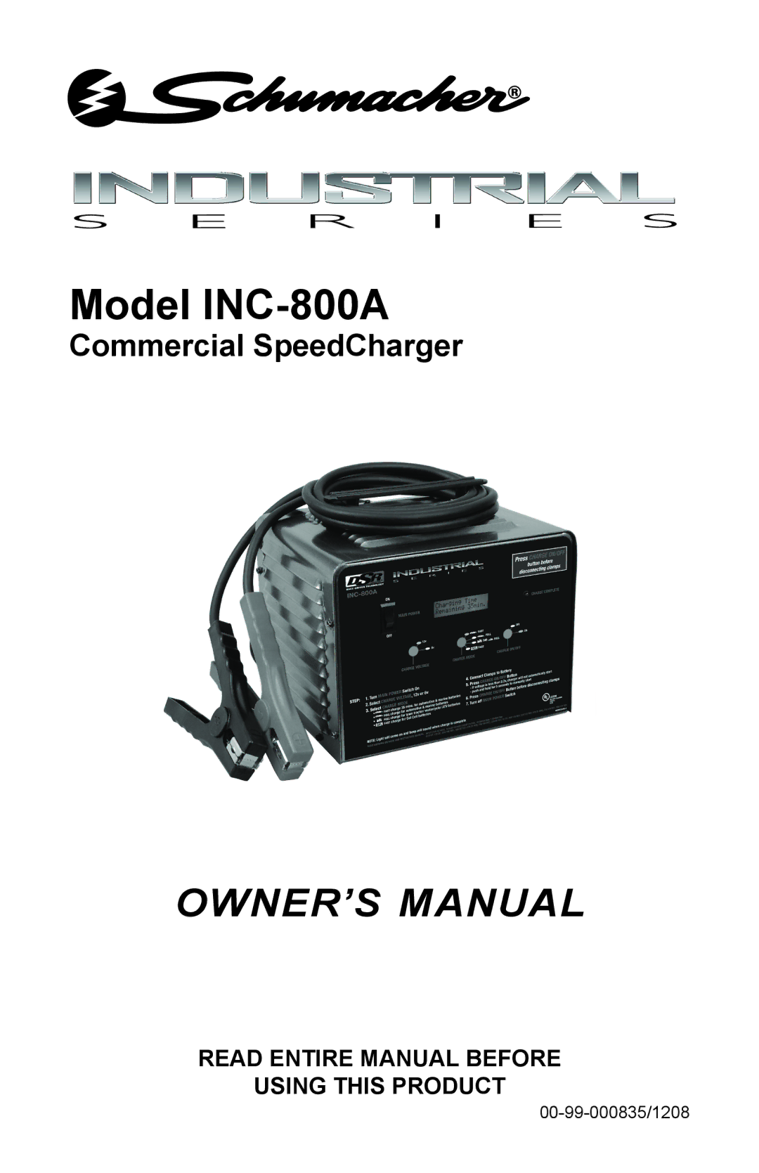 Schumacher 94080034, 00-99-000835/1208 owner manual Model INC-800A 