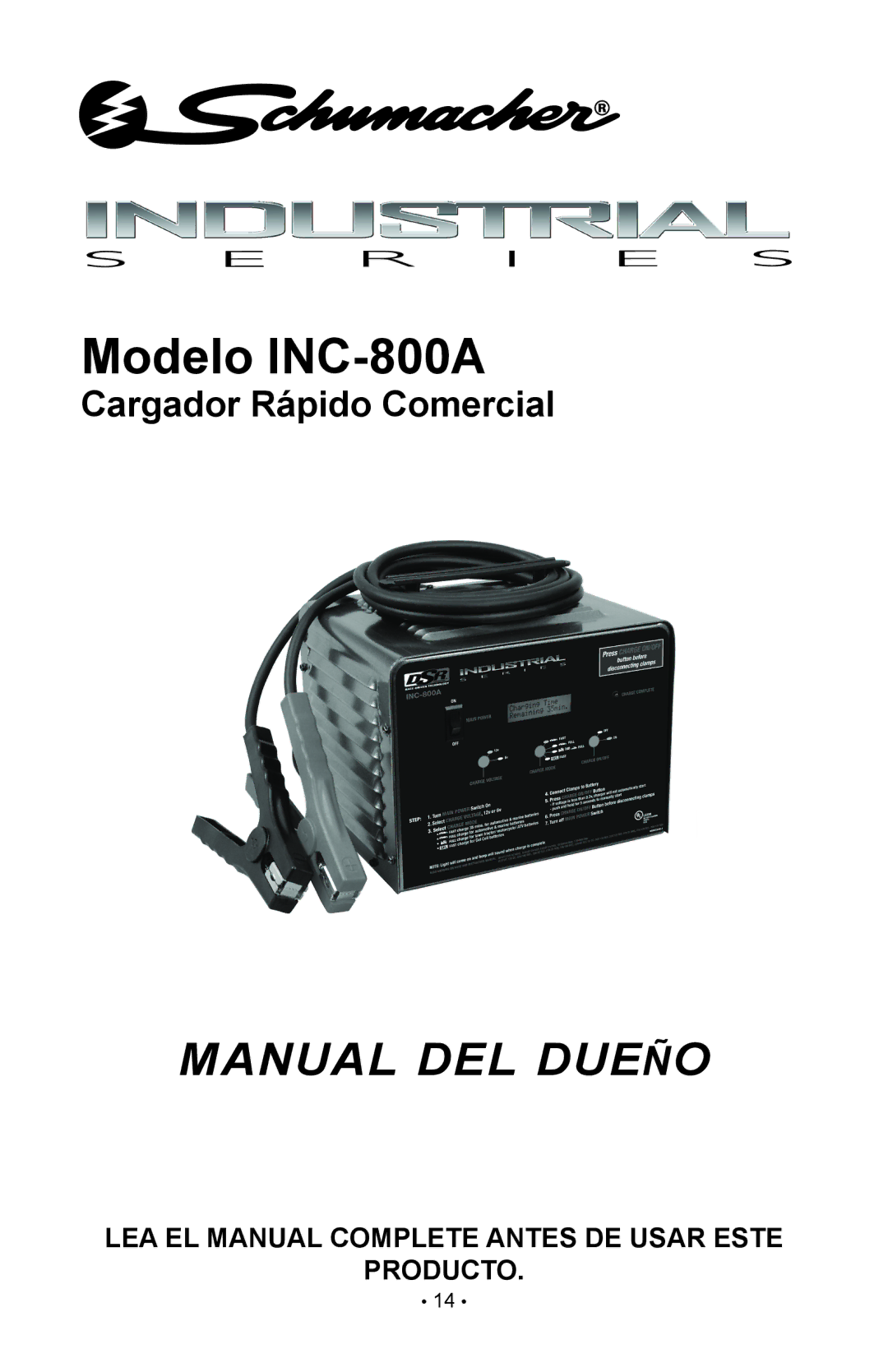 Schumacher 94080034, 00-99-000835/1208 owner manual Modelo INC-800A 