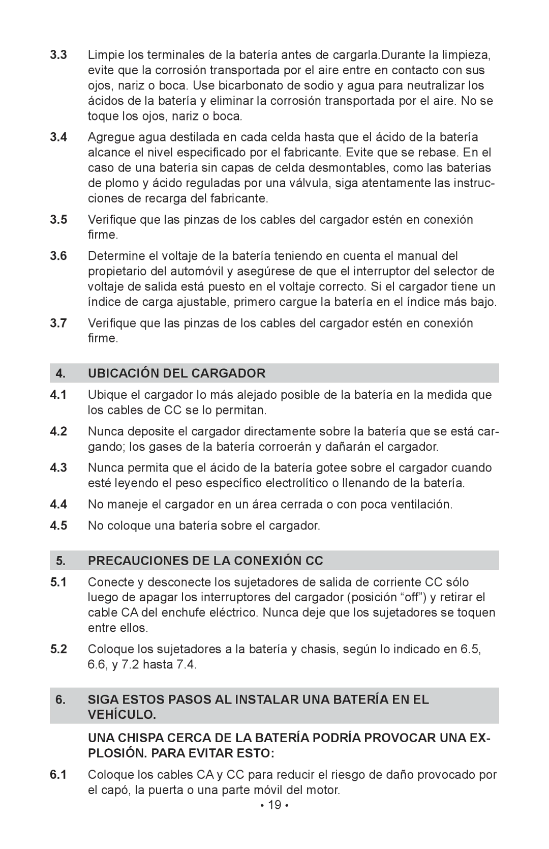 Schumacher 00-99-000835/1208, INC-800A, 94080034 owner manual Ubicación DEL Cargador, Precauciones DE LA Conexión CC 