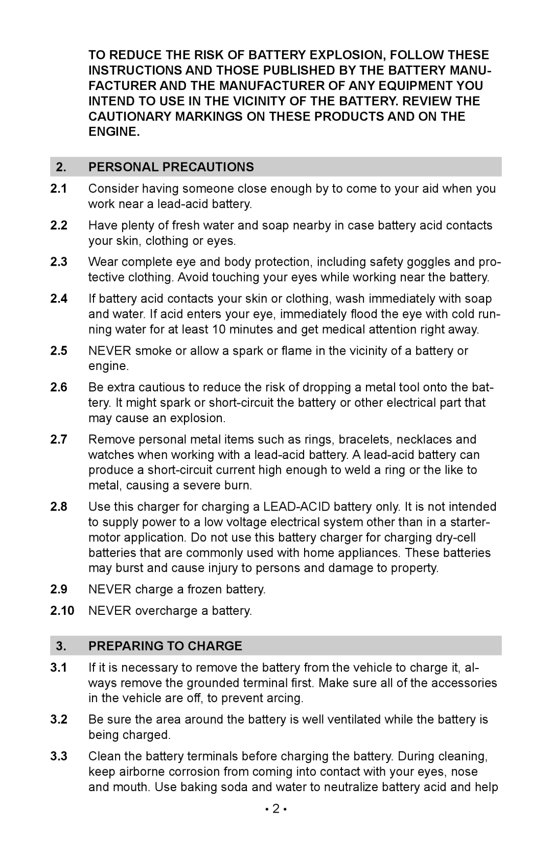 Schumacher 94080034, INC-800A, 00-99-000835/1208 owner manual Preparing to Charge 