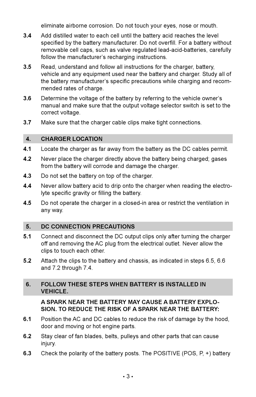 Schumacher 00-99-000835/1208, INC-800A, 94080034 owner manual Charger Location, DC Connection Precautions 