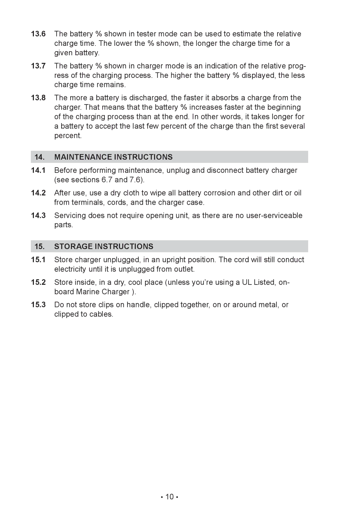 Schumacher 94080037, INC-812A, 00-99-000886/1208 operating instructions Maintenance instructions, Storage instructions 