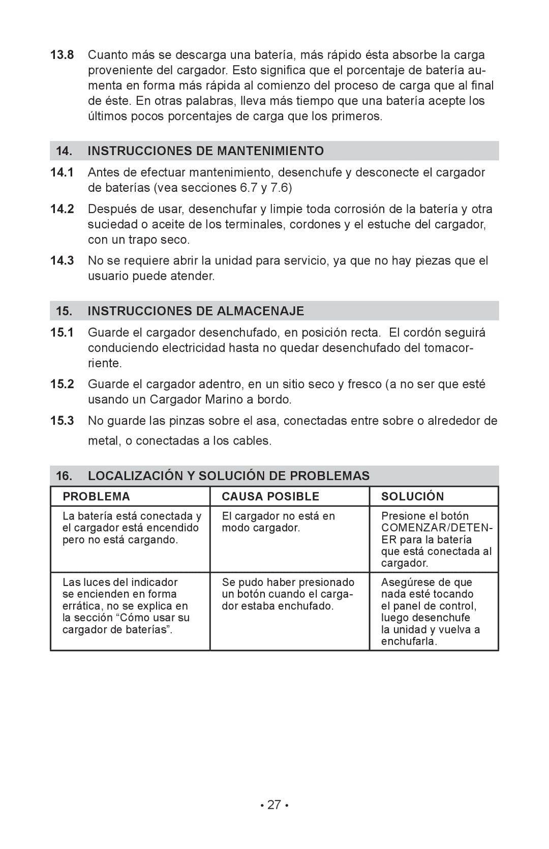 Schumacher 00-99-000886/1208, INC-812A, 94080037 Instrucciones DE Mantenimiento, Instrucciones DE Almacenaje 