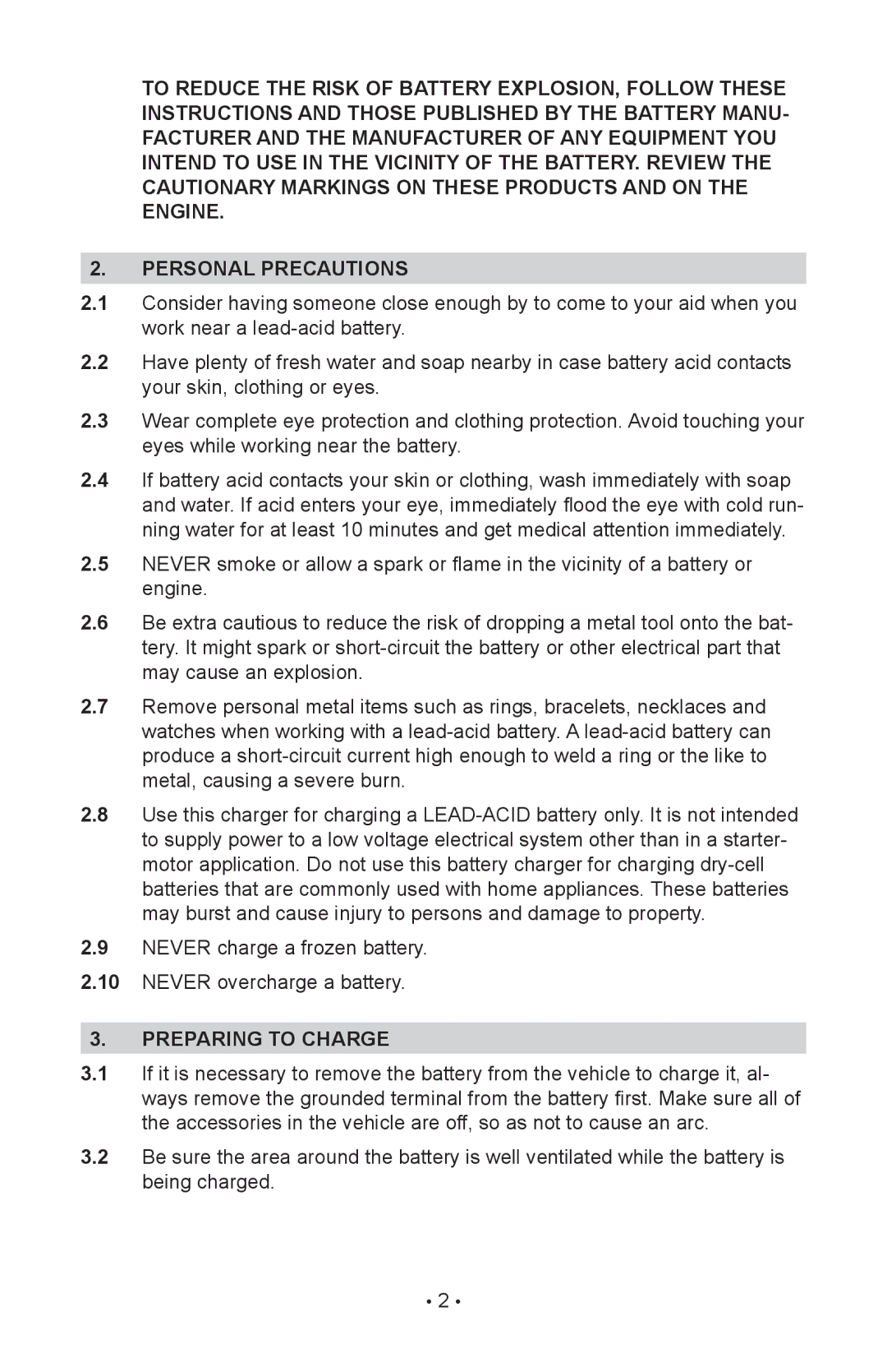 Schumacher 94080037, INC-812A, 00-99-000886/1208 operating instructions Preparing to Charge 