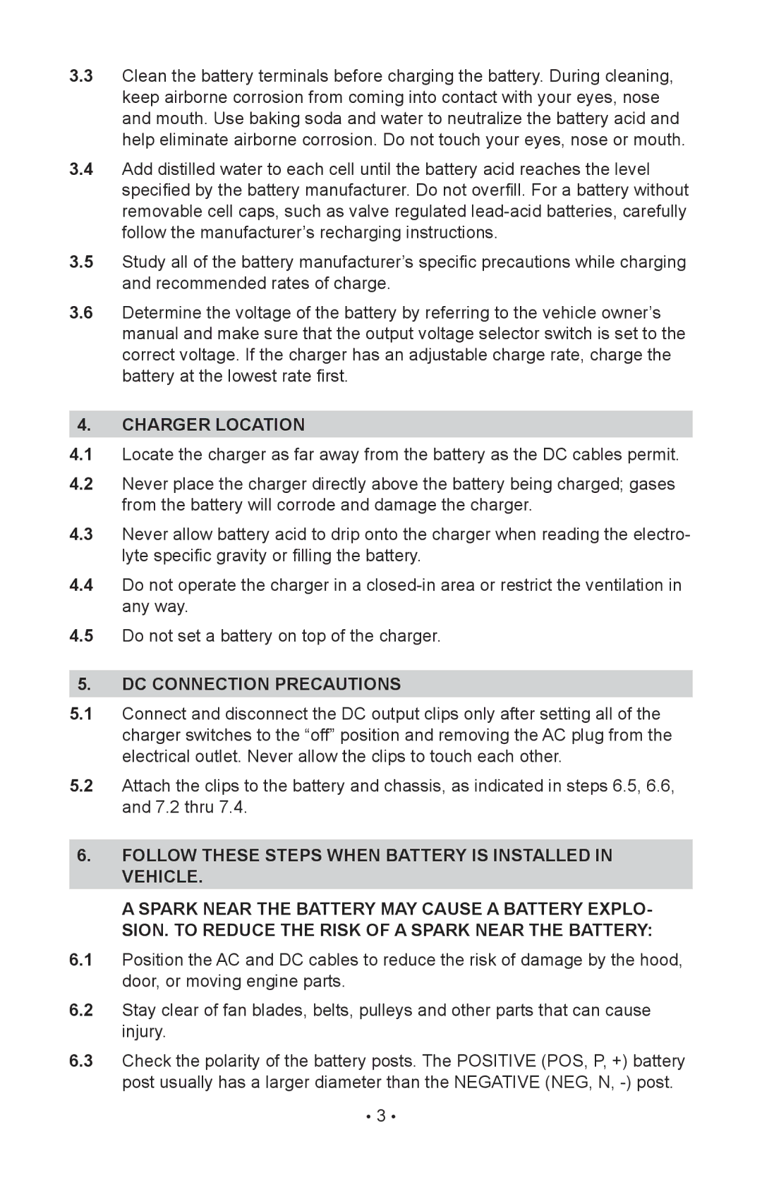 Schumacher 00-99-000886/1208, INC-812A, 94080037 operating instructions Charger Location, DC Connection Precautions 