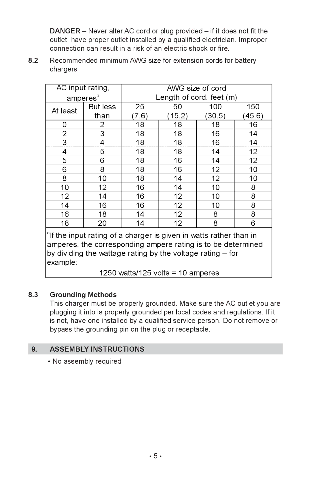 Schumacher INC-812A, 94080037, 00-99-000886/1208 operating instructions Grounding Methods, Assembly instructions 