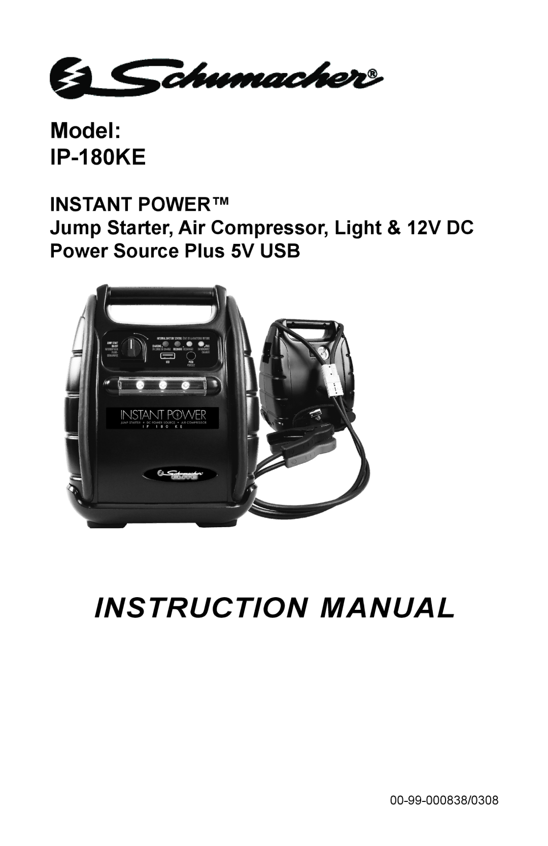 Schumacher instruction manual Model IP-180KE 