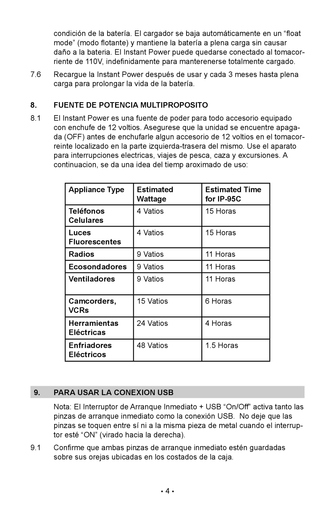 Schumacher IP-180KE instruction manual Fuente de potencia multiproposito 