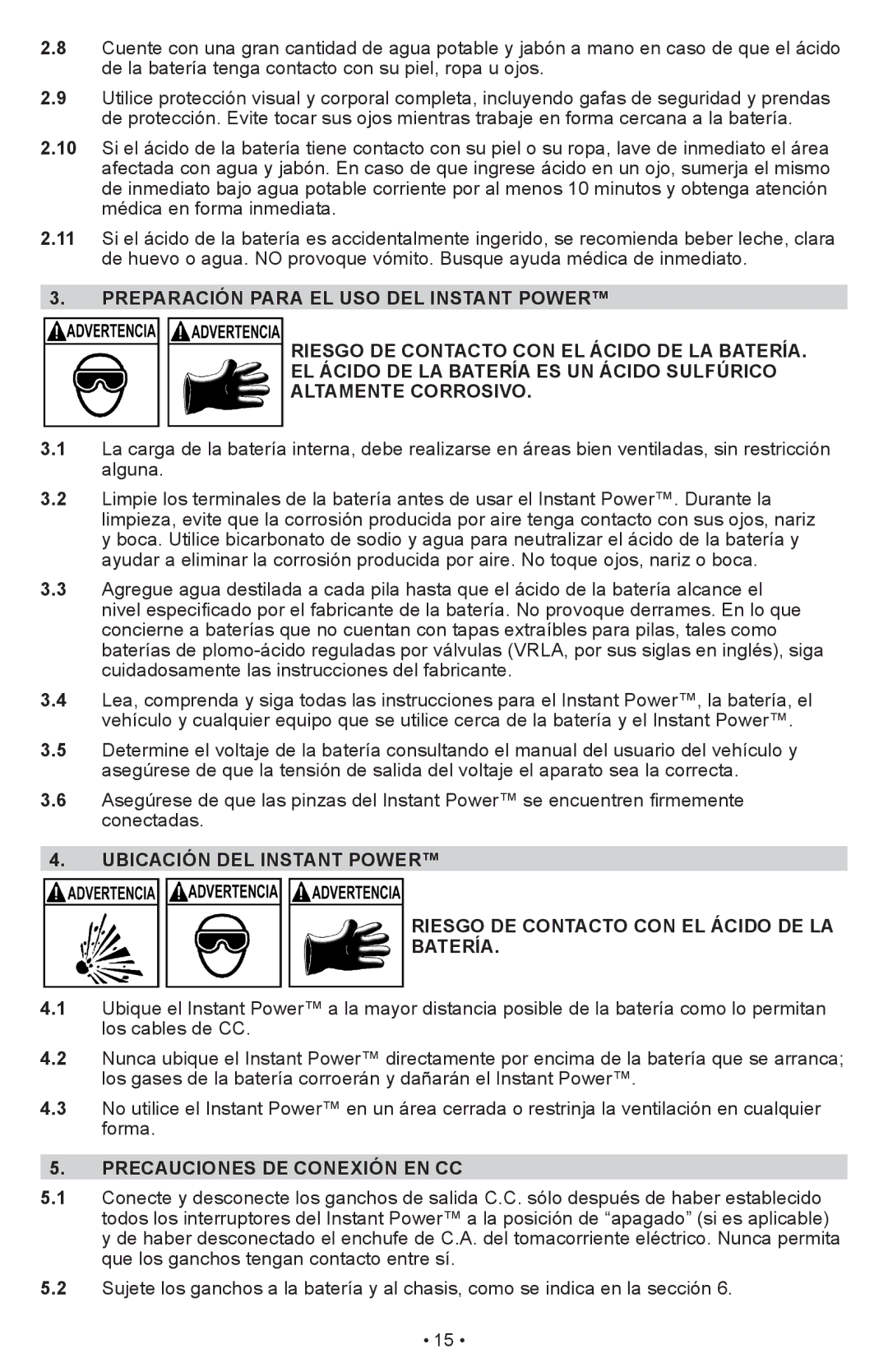 Schumacher IP-1875C Preparación Para EL USO DEL instant power, Ubicación DEL Instant power, Precauciones DE Conexión EN CC 