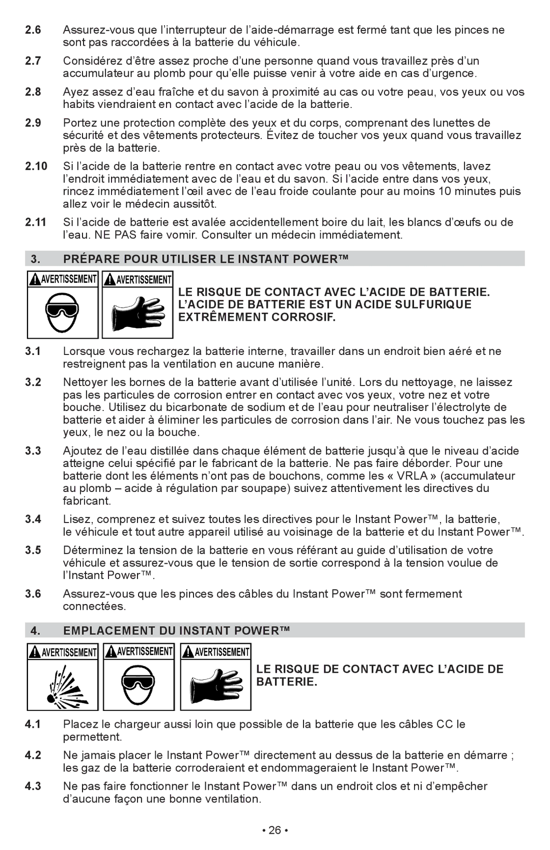 Schumacher IP-1875C owner manual Prépare pour utiliser le Instant power, Emplacement DU Instant power 