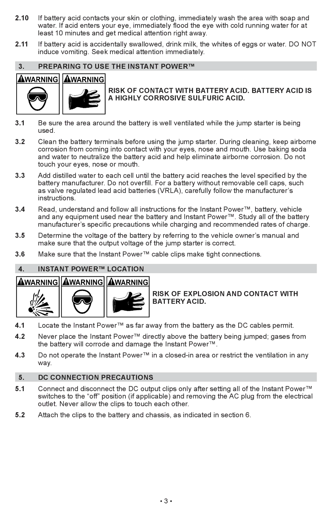 Schumacher IP-1875C owner manual Preparing to use the Instant Power, Instant power Location, DC Connection Precautions 