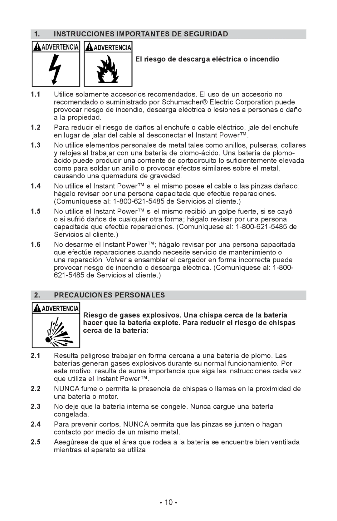 Schumacher IP-125C, IP-95C owner manual Instrucciones Importantes DE Seguridad, El riesgo de descarga eléctrica o incendio 