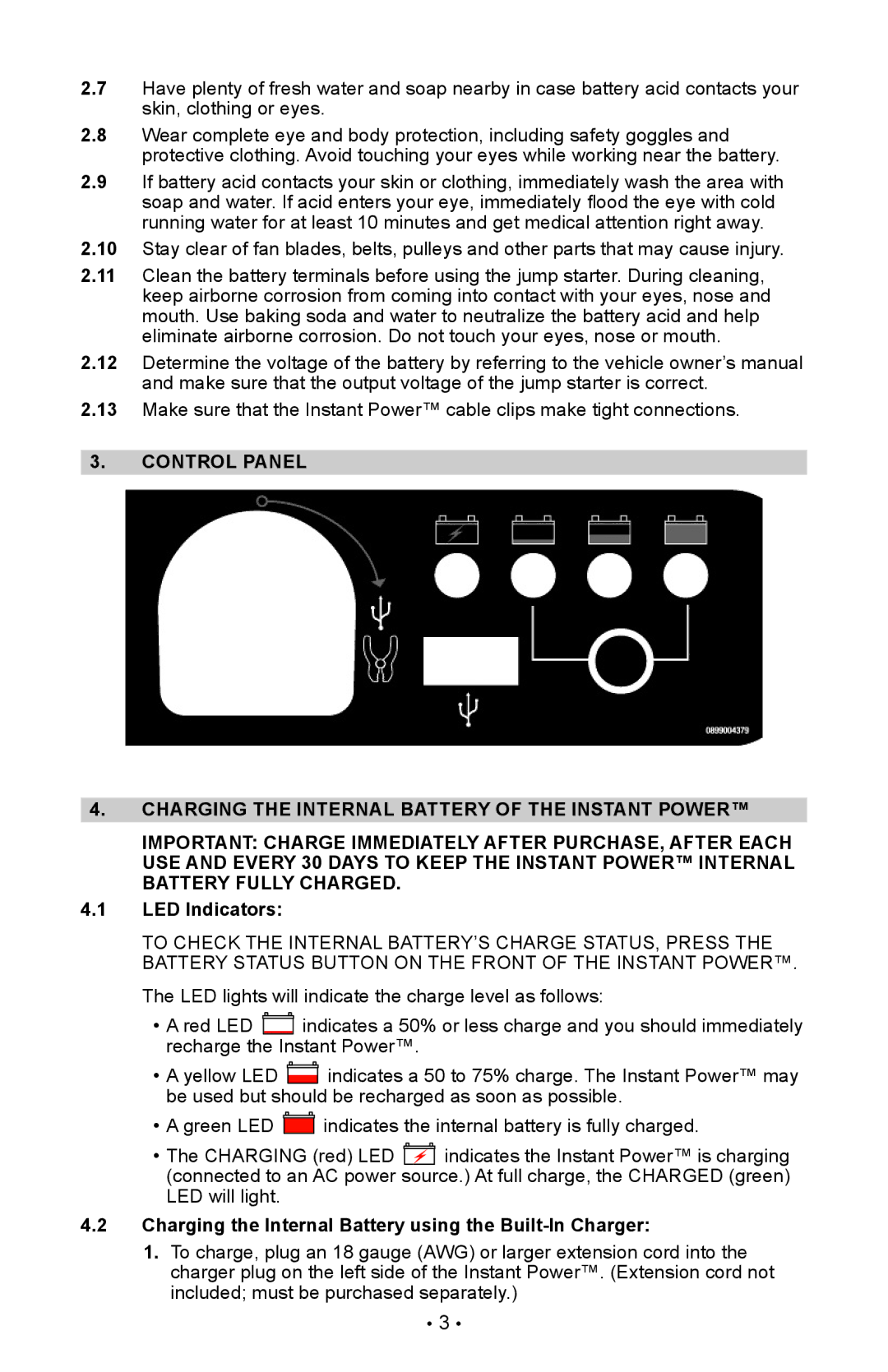 Schumacher IP-95C, IP-125C owner manual Charging the Internal Battery using the Built-In Charger 