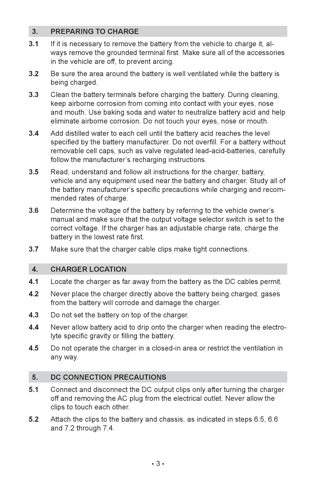 Schumacher MSC-2405 owner manual Preparing to Charge, Charger Location, DC Connection Precautions 