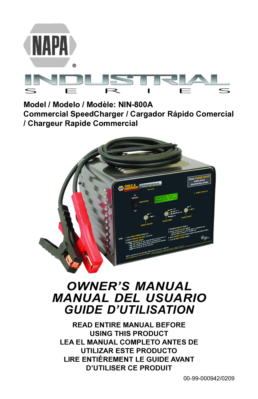 Schumacher 94085893, NIN-800A, 00-99-000942 owner manual Guide D’UTILISATION 