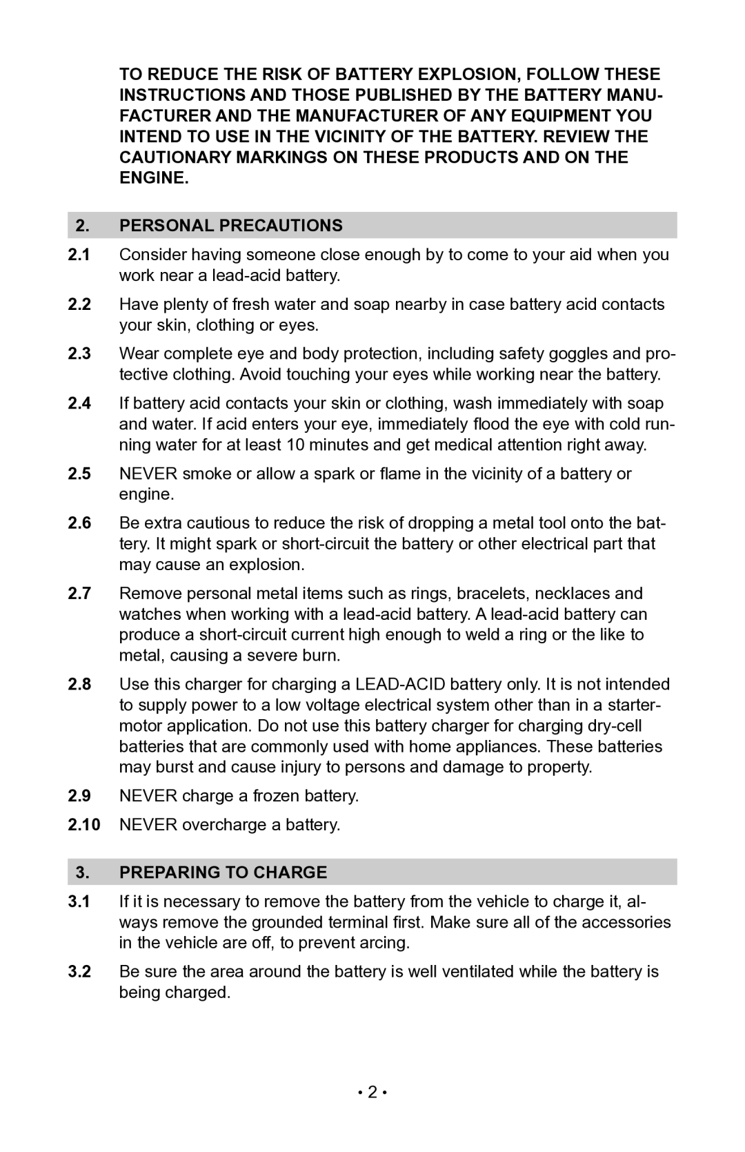 Schumacher NIN-800A, 94085893, 00-99-000942 owner manual Preparing to Charge 